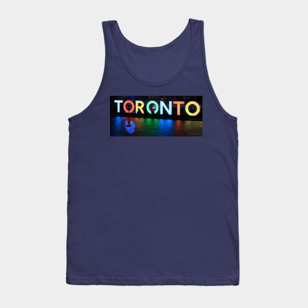 Toronto Sign All Lit Up With Umbrella Silhoette Tank Top by ninasilver